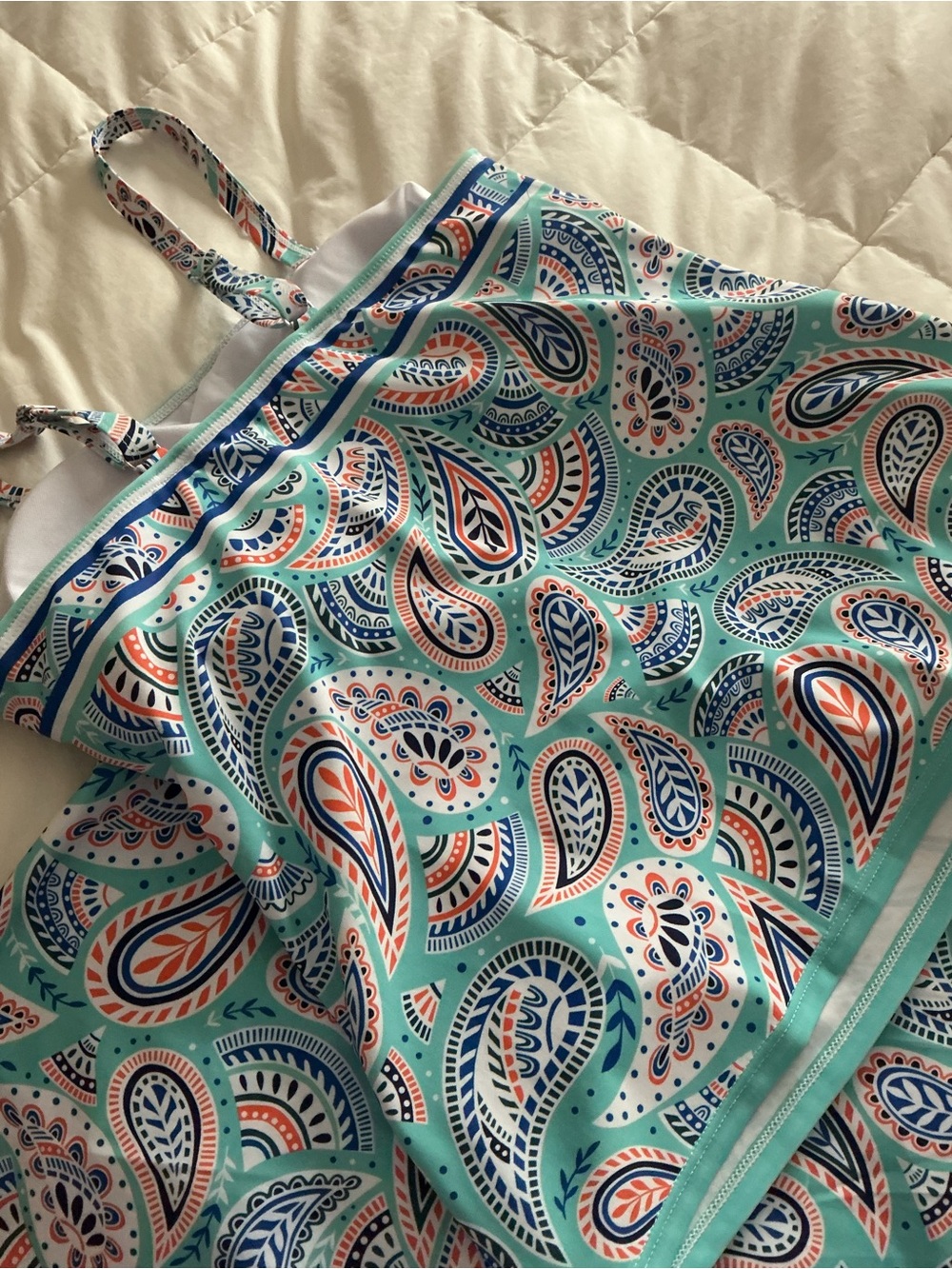 Turquoise Paisley Two-Piece Swim Set - Picture 9 of 15